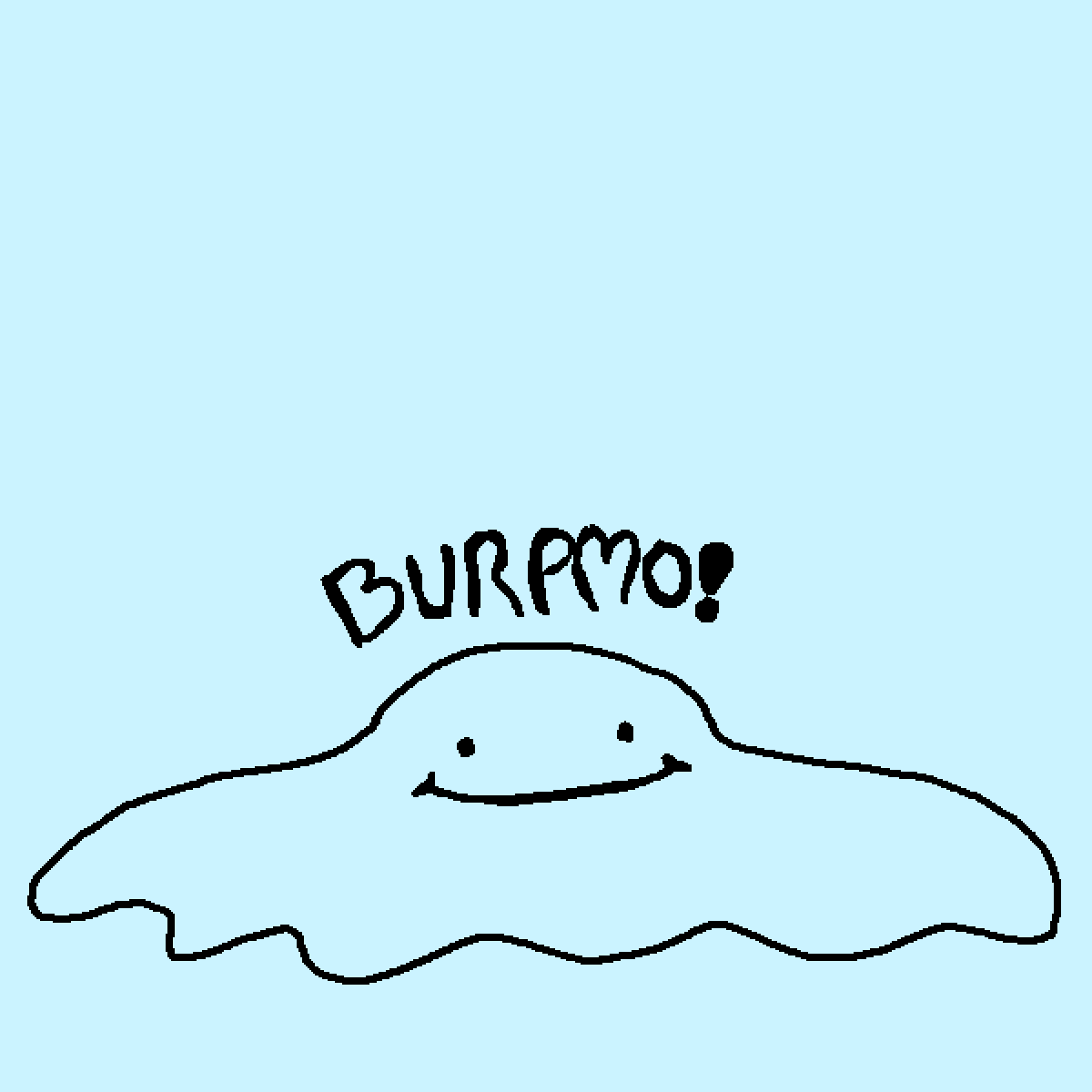 a microsoft paint drawing of a small smiling blob named burpmo.